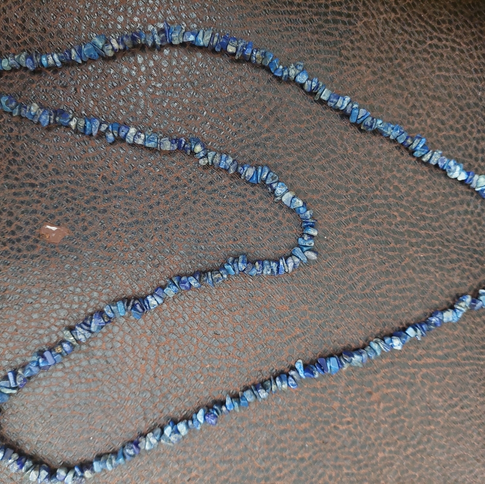 Blue natural look rock necklace hippy boho groovy